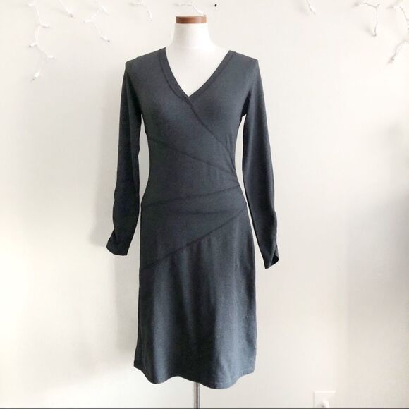 Athleta Heather Gray v-neck midi dress XS - Picture 2 of 6